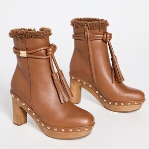 NEW Ulla Johnson Norah Tassel Ankle Boots Brown Tan Leather